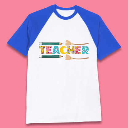 Halloween Teacher Spooky Teacher Ghost Halloween School Baseball T Shirt