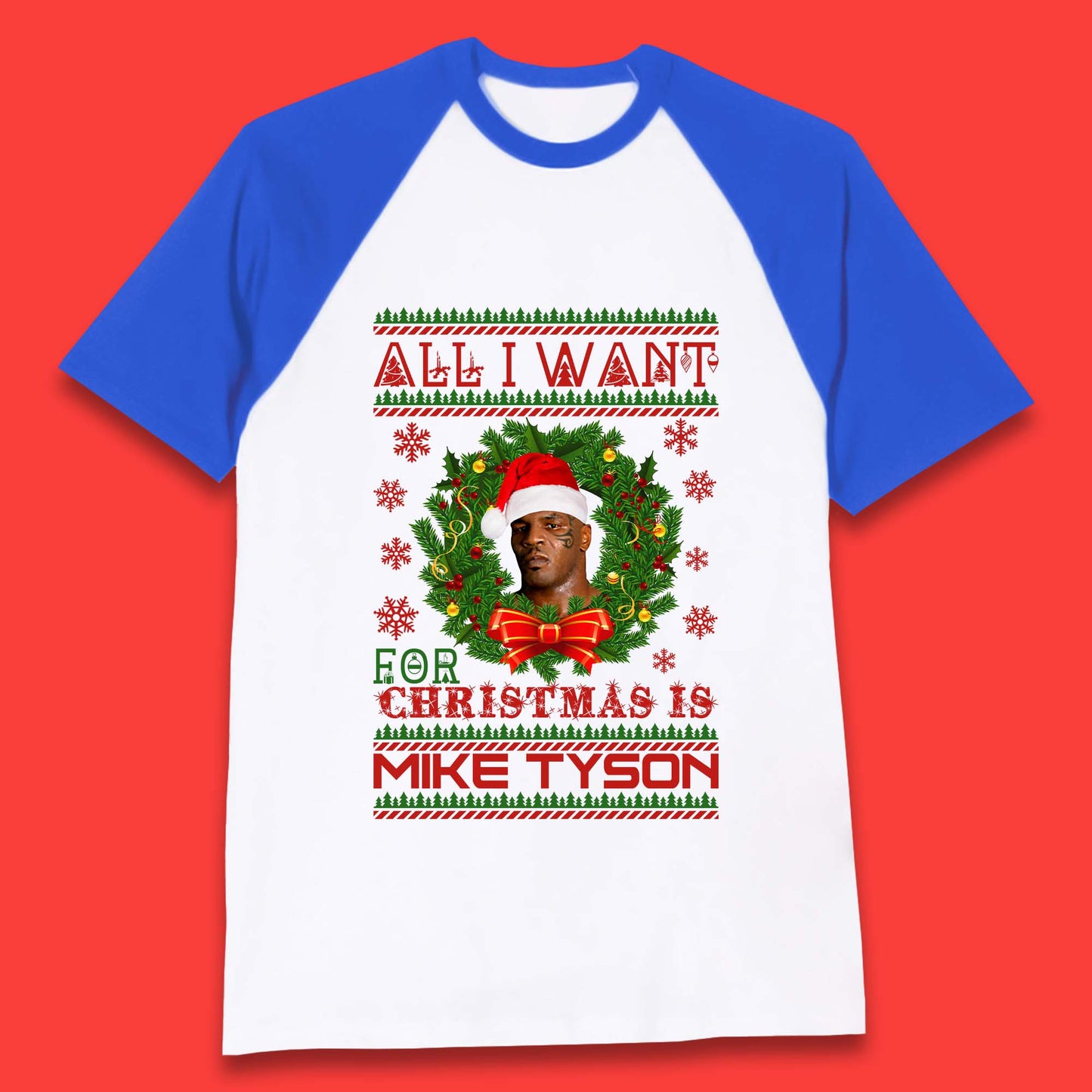 Mike Tyson Christmas Baseball T-Shirt