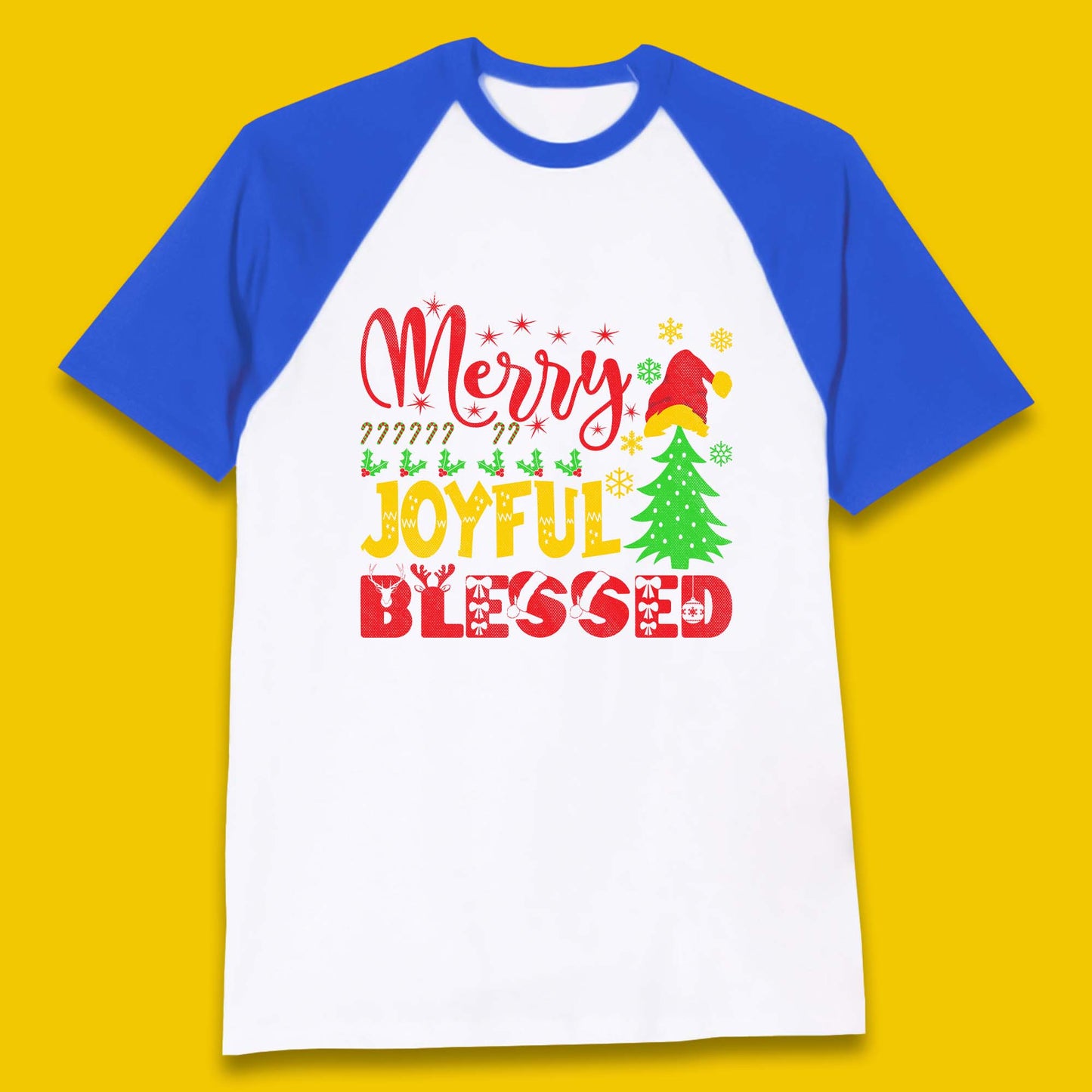 Merry Joyful Blessed Christmas Baseball T-Shirt