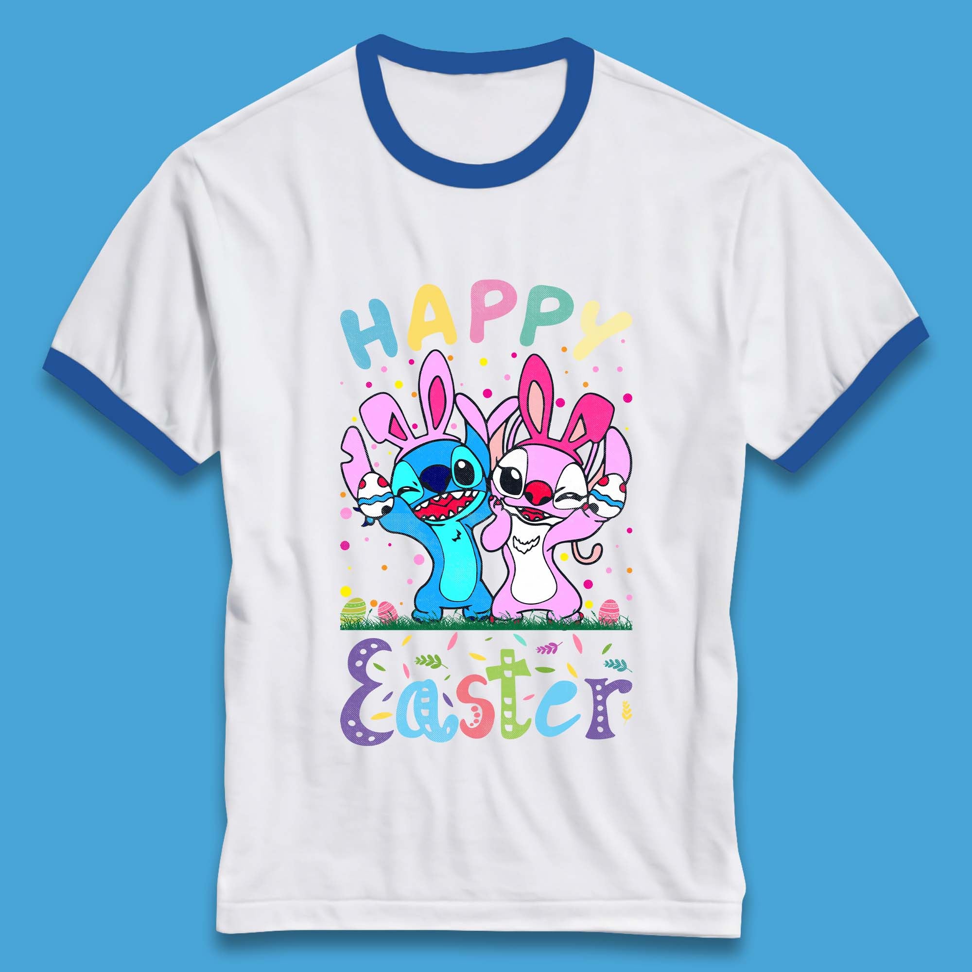 Happy Easter Stitch Ringer T-Shirt