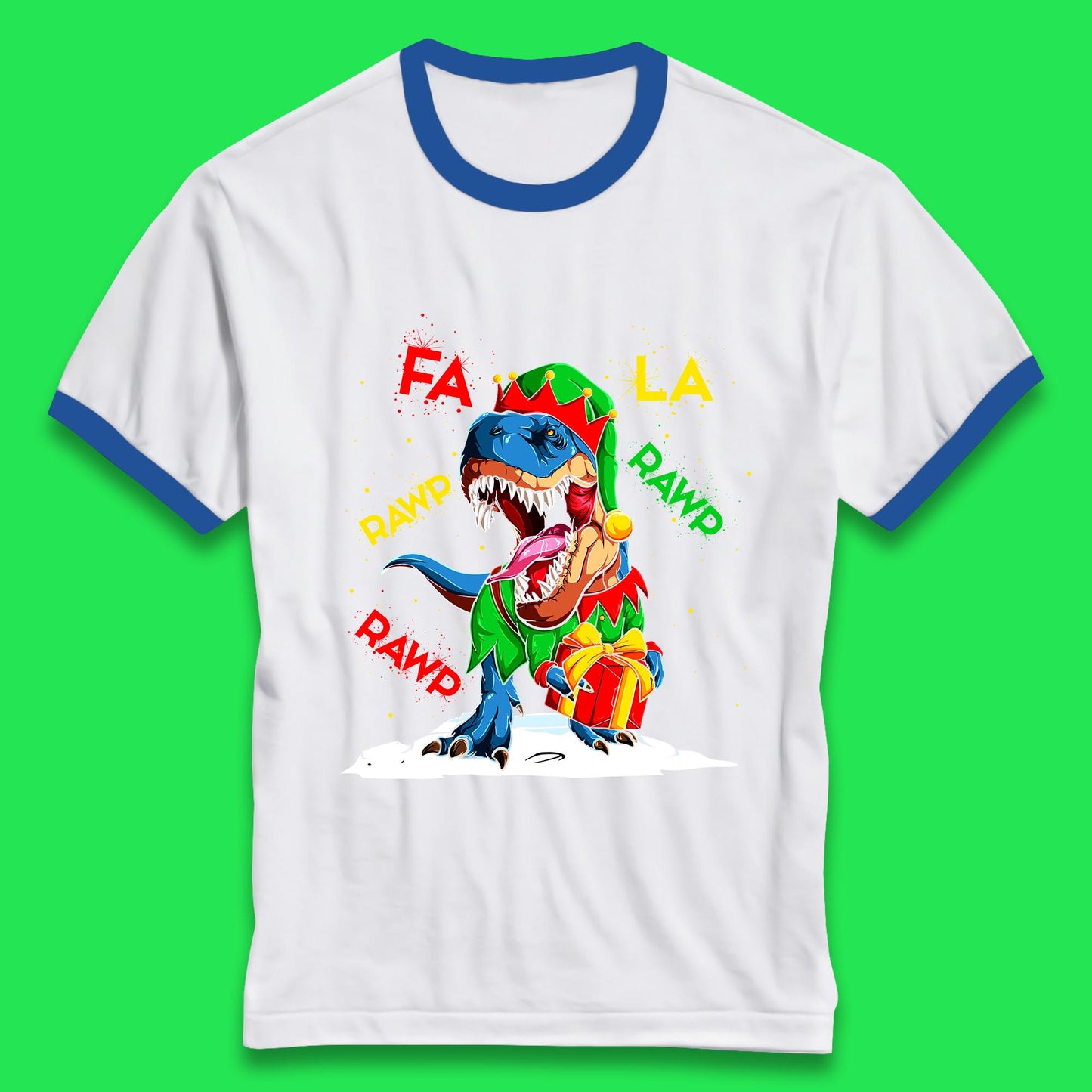 christmas dinosaur ringer t shirt