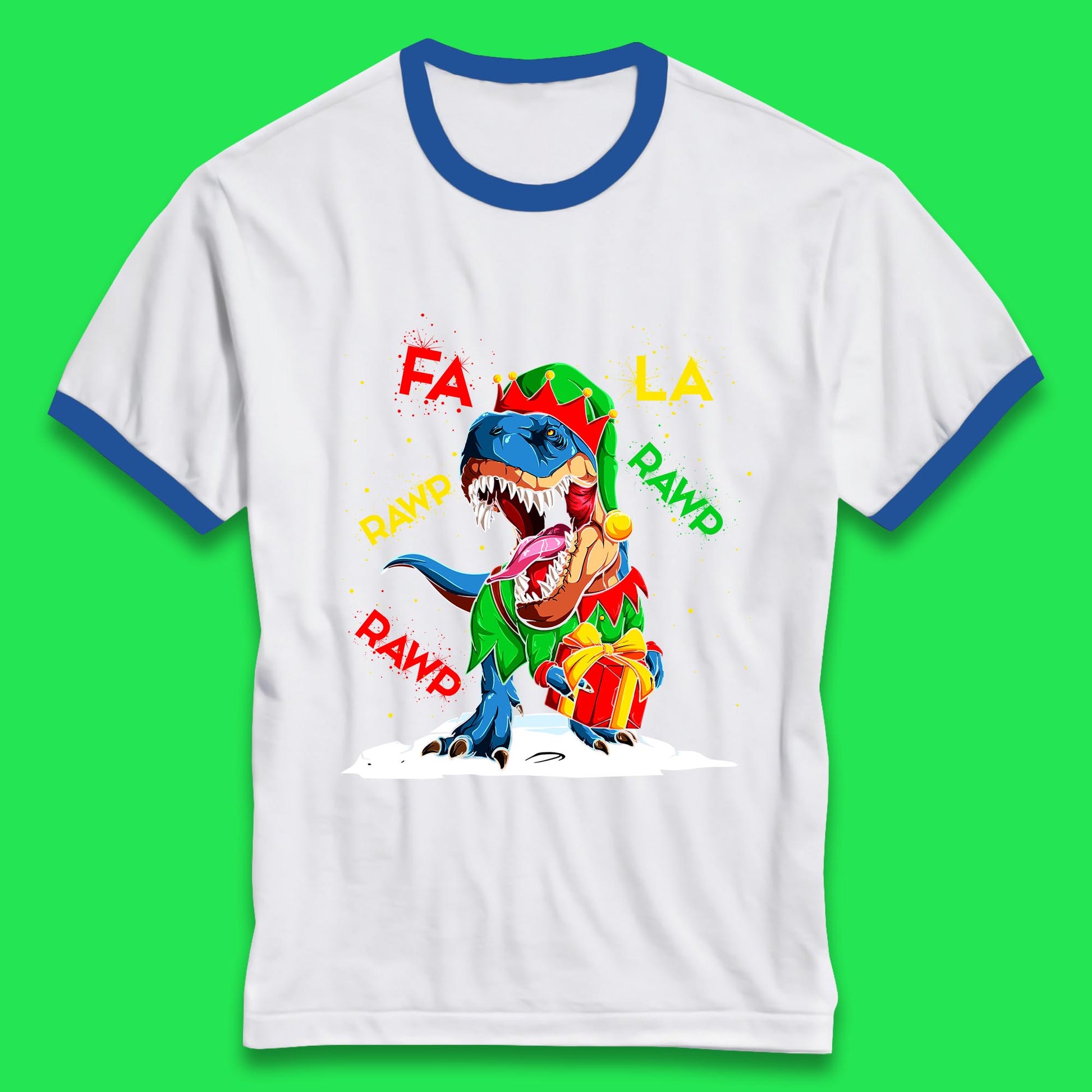 christmas dinosaur ringer t shirt