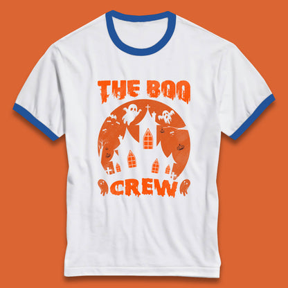 The Boo Crew Halloween Boo Squad Matching Costume Haunted House Horror Boo Ghost Ringer T Shirt