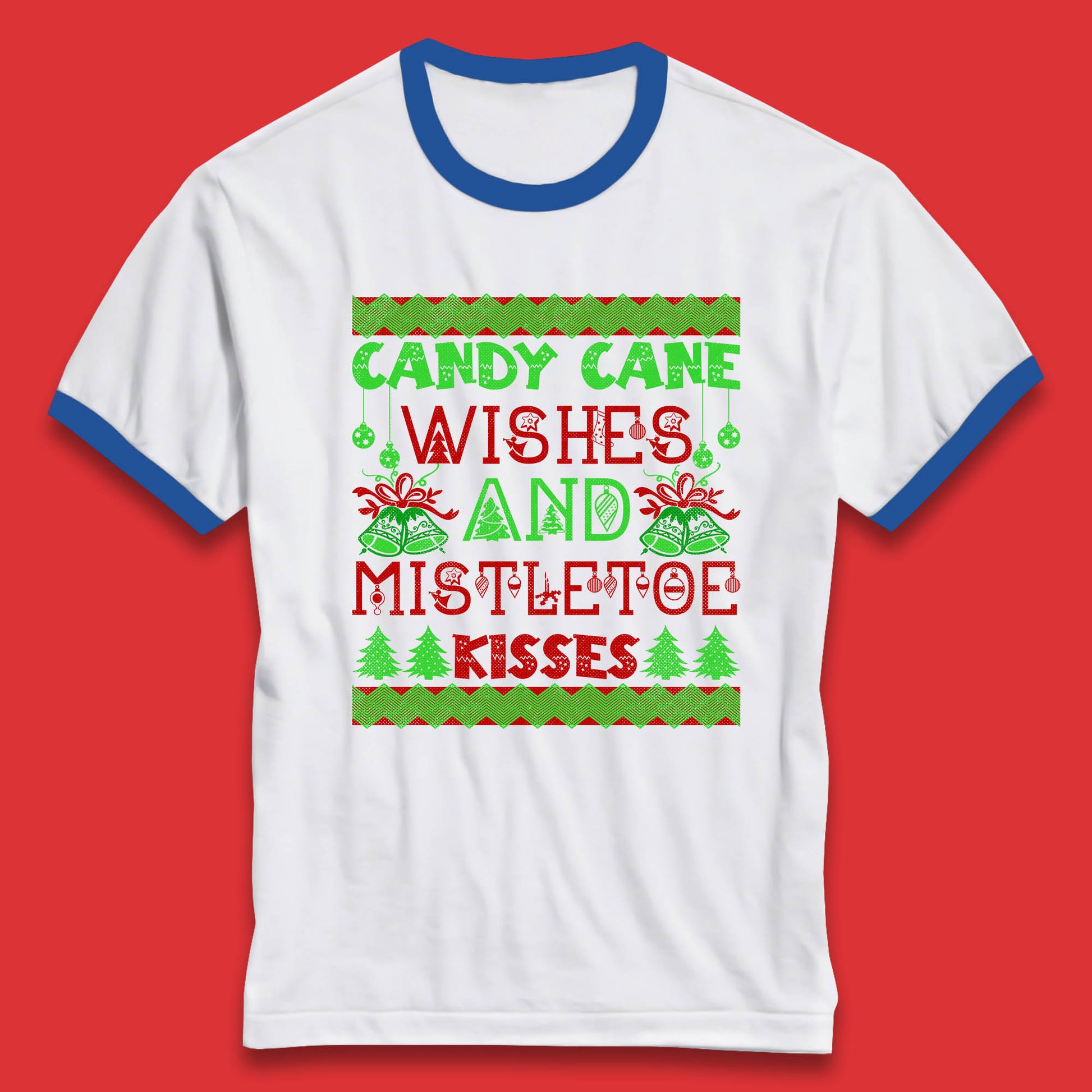 candy cane christmas ringer t shirt