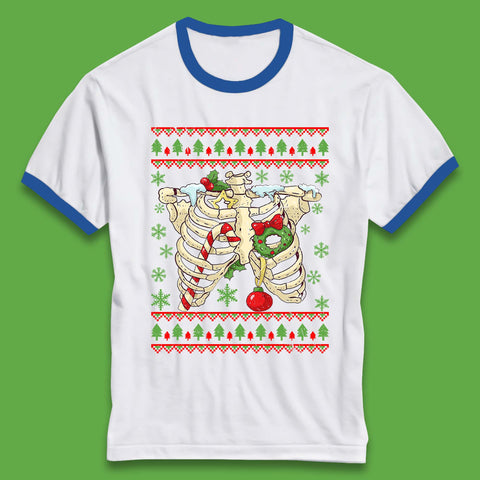Christmas Ribs Skeleton Ringer T-Shirt