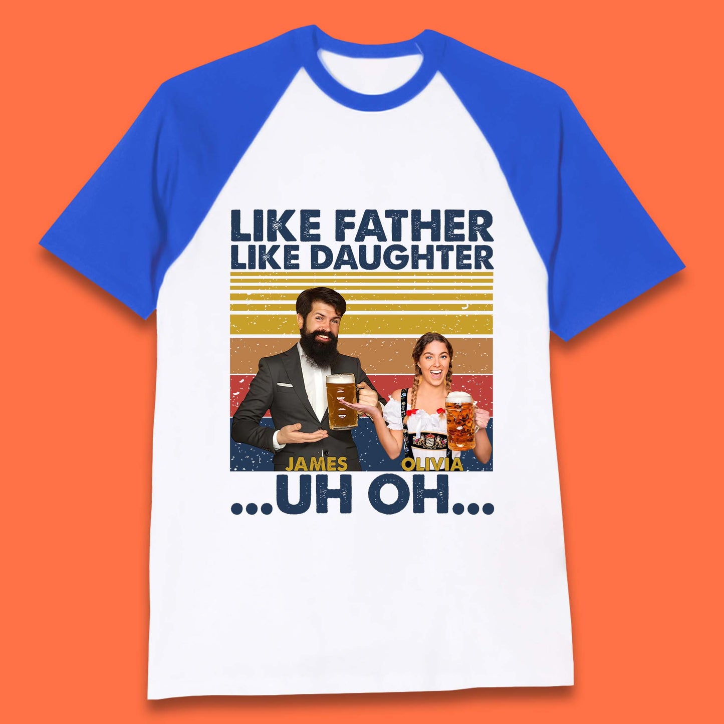 Personalised Like Father Like Daughter Baseball T-Shirt