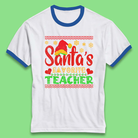 Santa's Favorite Teacher Christmas Merry Teacher Xmas Ringer T Shirt