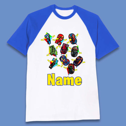 Personalised Number Day Superheroes Superheroes Baseball T-Shirt