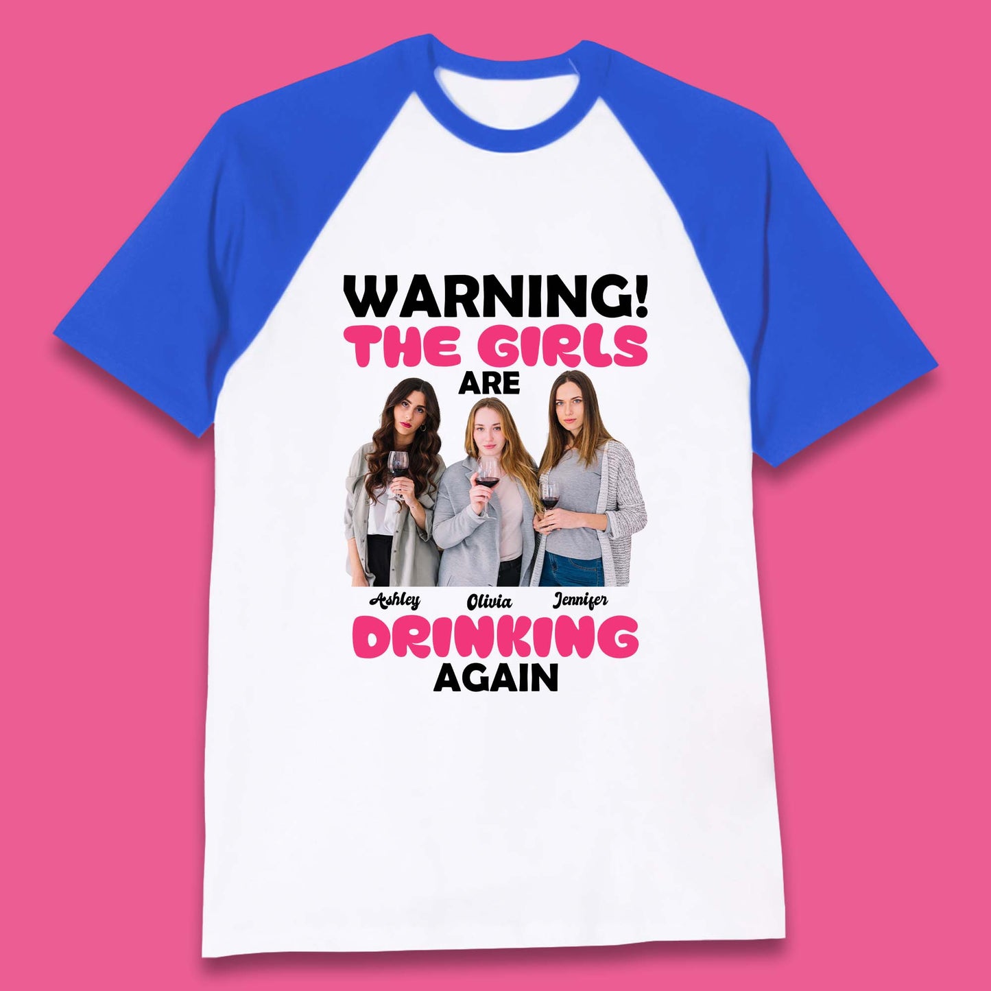 Personalised Girls Drinking Again Baseball T-Shirt