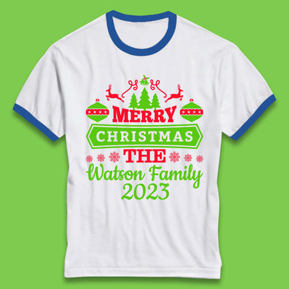 Personalised Family Christmas Ringer T-Shirt