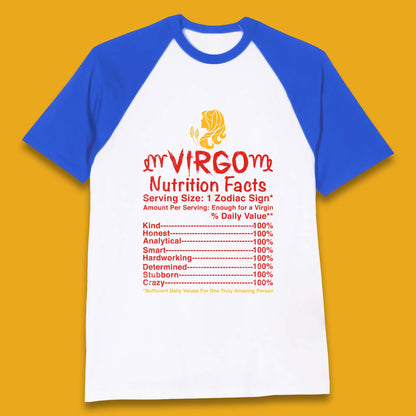 Virgo Nutrition Facts Baseball T-Shirt