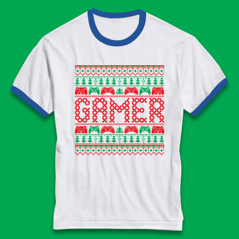 Gamer Christmas Game Controllers Game Day Christmas Gaming Ugly Xmas Ringer T Shirt