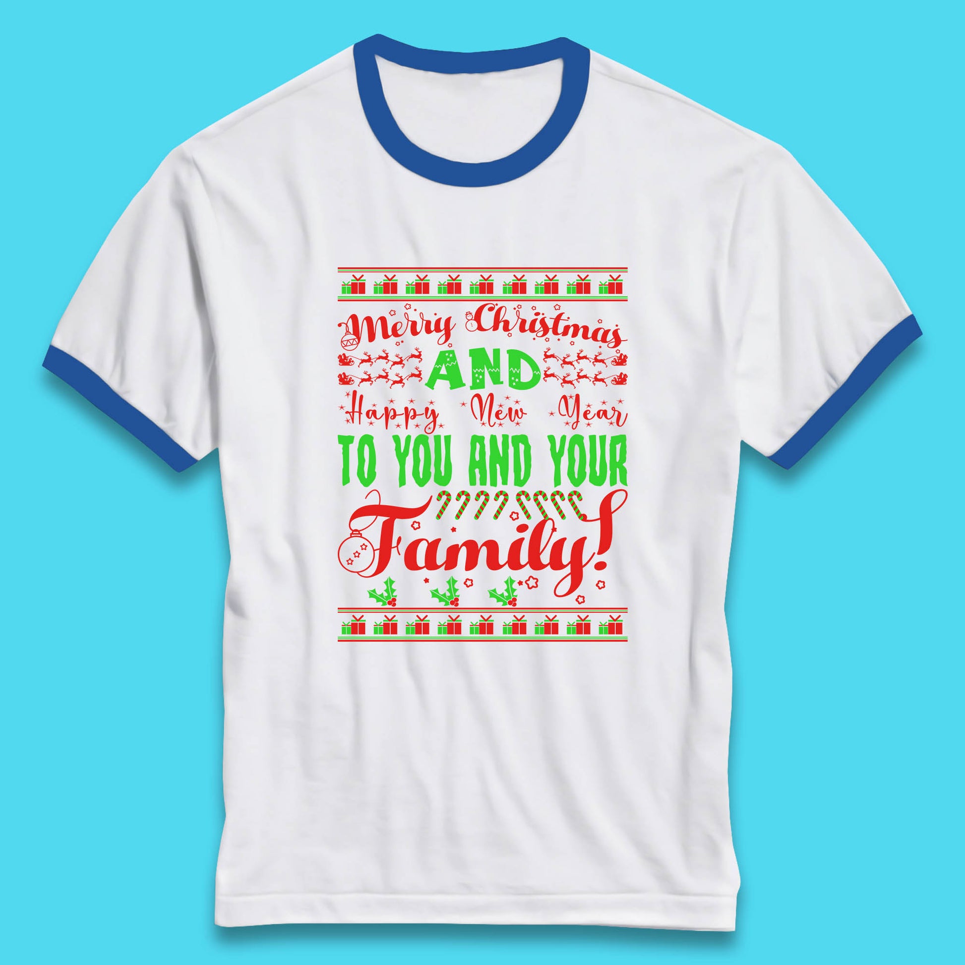 merry christmas family ringer t shirt