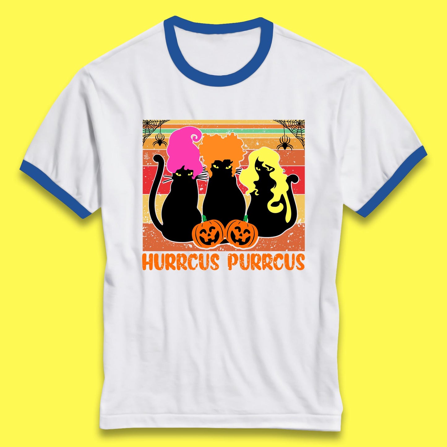 Vintage Halloween Witches Hurrcus Purrucs Scary Cat Horror Pumpkin Faces Hocus Pocus Halloween Costume Ringer T Shirt