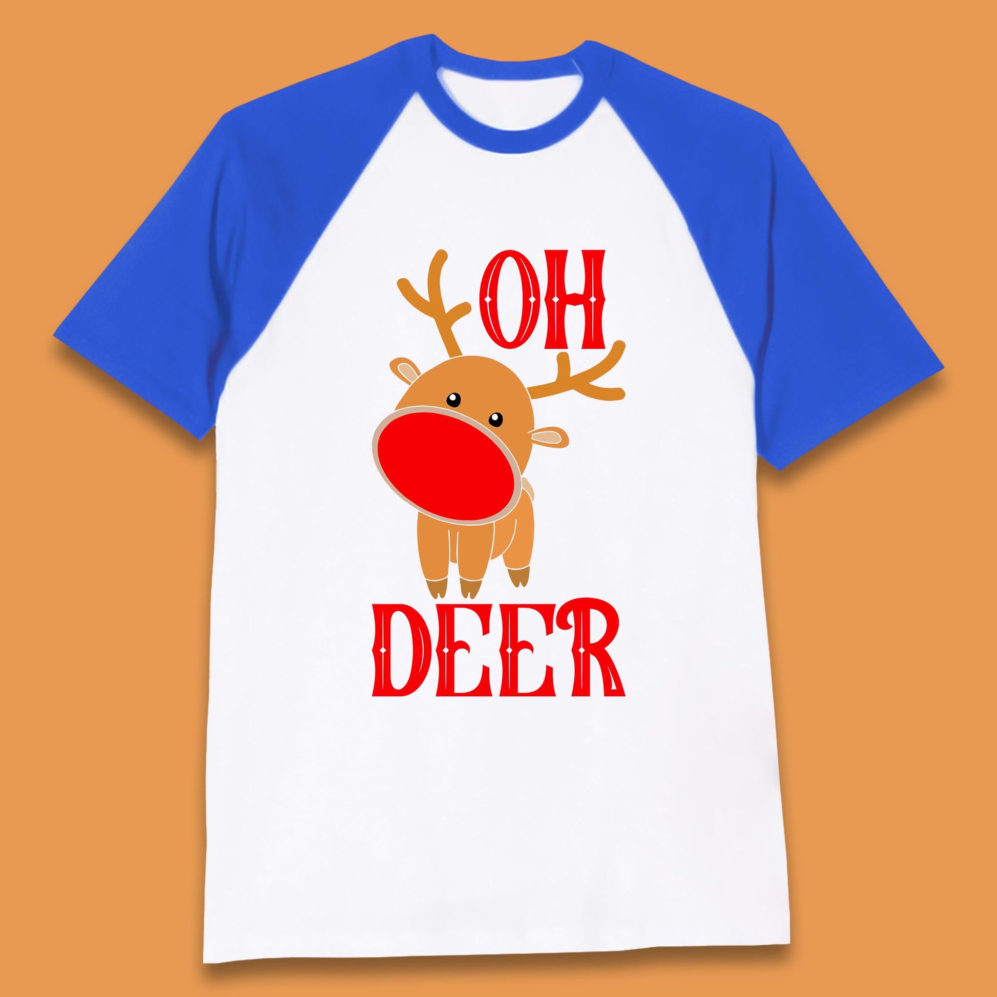 reindeer oh deer christmas rudolph baseball t shirt