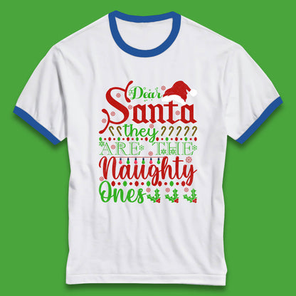 dear santa christmas ringer t shirt