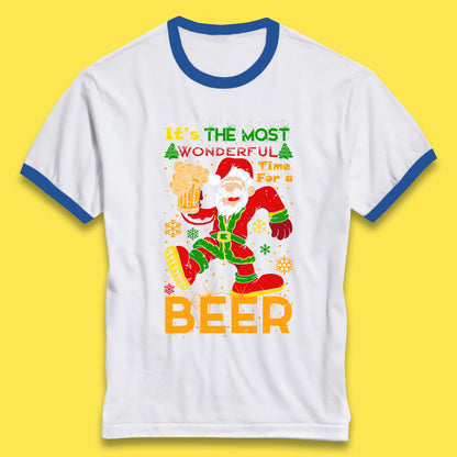santa drink beer ringer t shirt