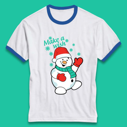 Make A Wish Snowman Christmas Ringer T-Shirt