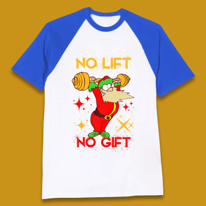 santa workout christmas baseball t shirt