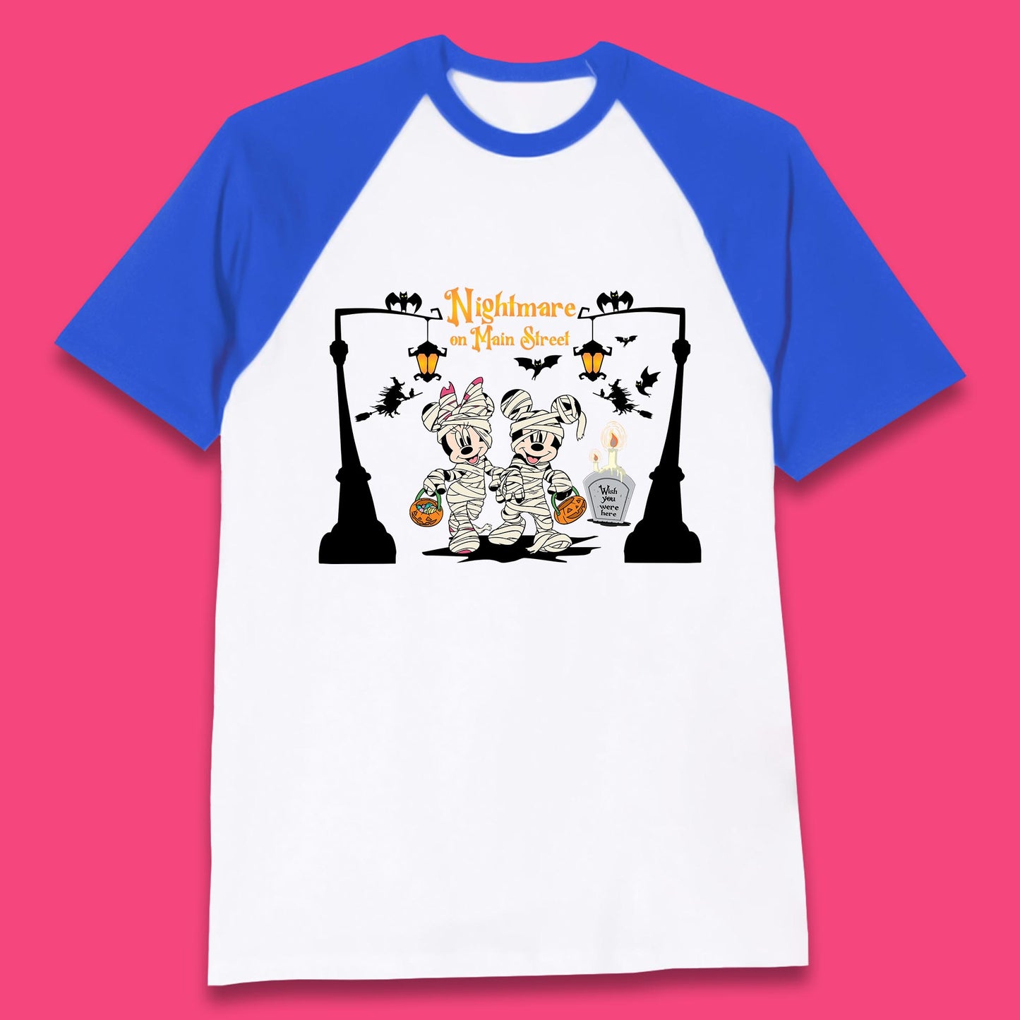 Nightmare On Main Street Disney Halloween Mickey Minnie Mouse Mummy Disneyland Trip Baseball T Shirt