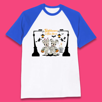 Nightmare On Main Street Disney Halloween Mickey Minnie Mouse Mummy Disneyland Trip Baseball T Shirt