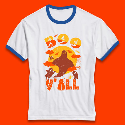 Halloween Boo Y'all Hey Boo Funny Spooky Halloween Party Ringer T Shirt