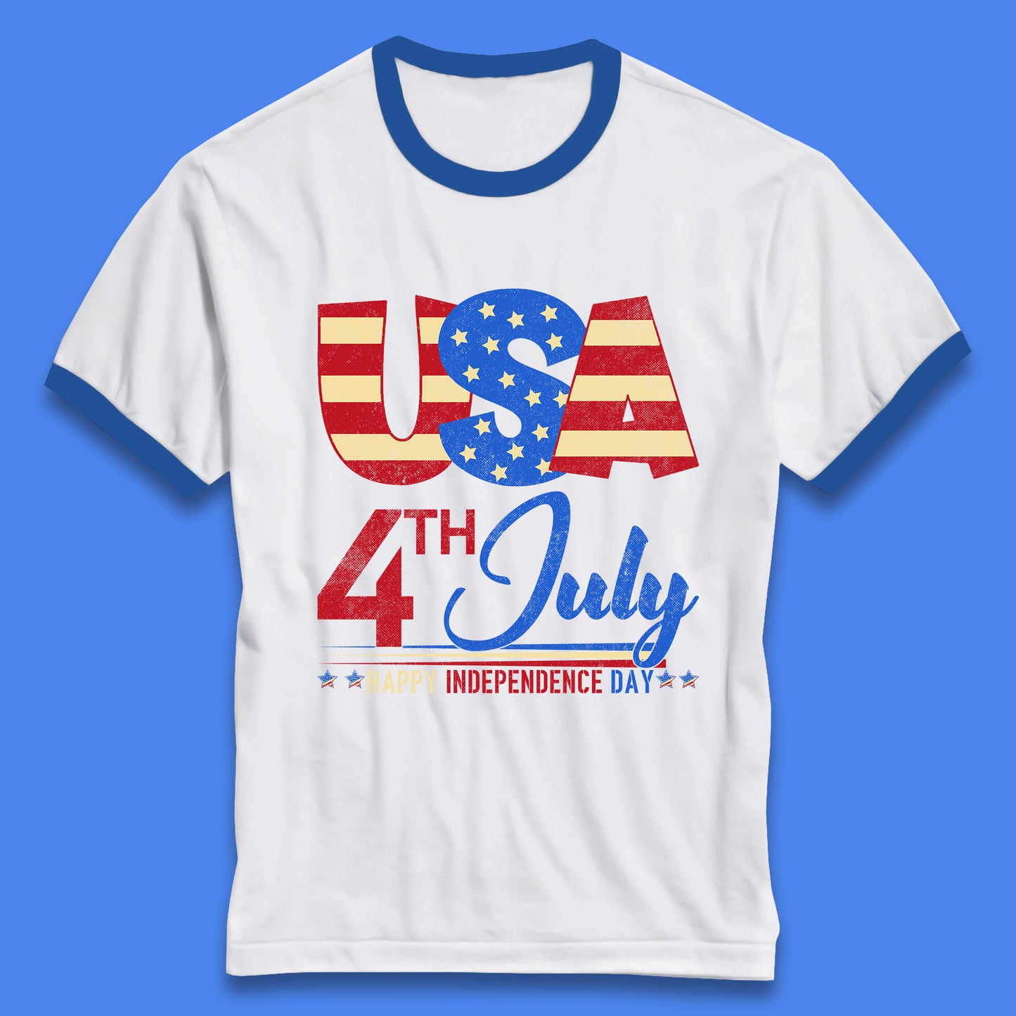 USA 4th July Happy Independence Day Celebration Patriotic Ringer T Shirt