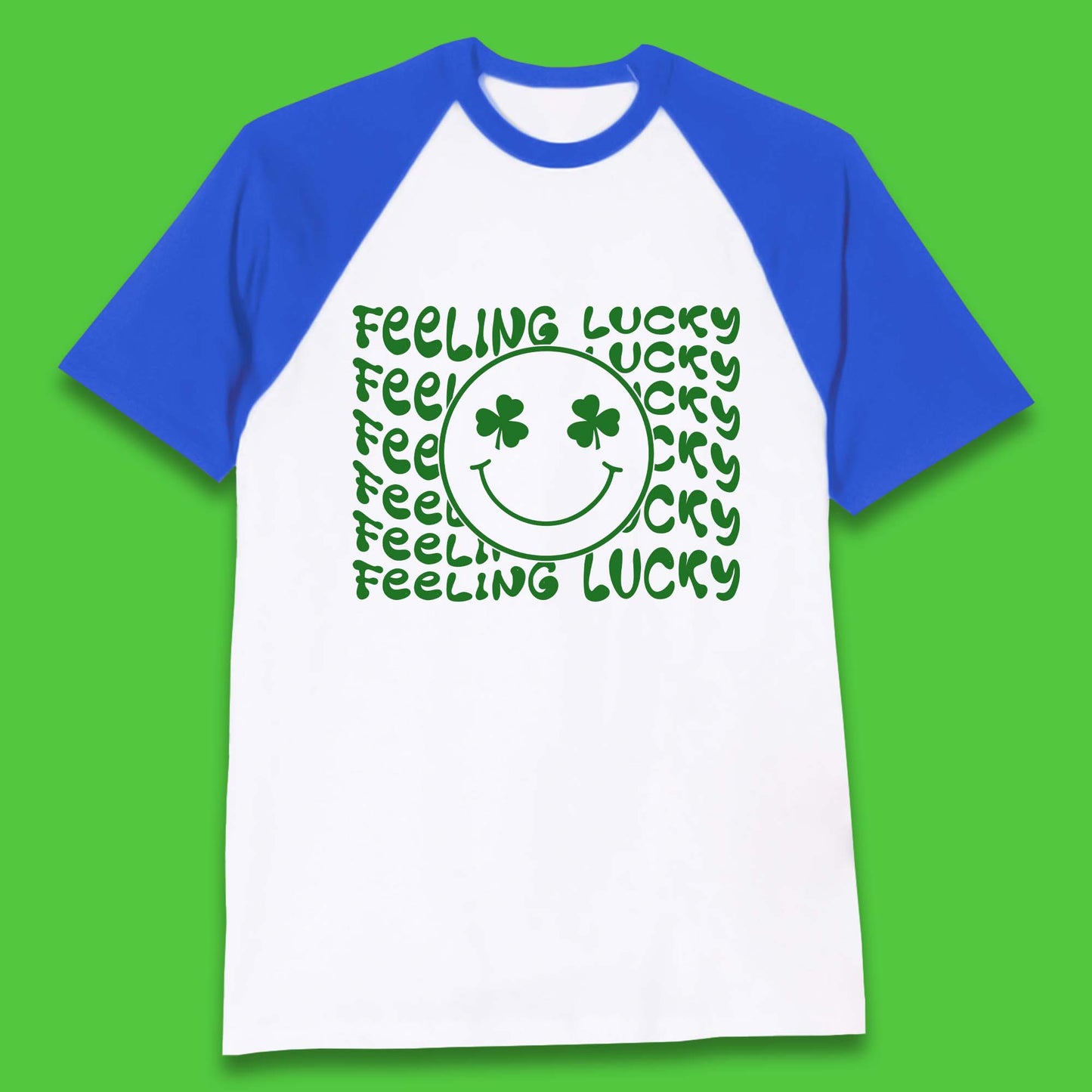 Feeling Lucky Smiley Shamrock Baseball T-Shirt