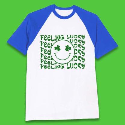 Feeling Lucky Smiley Shamrock Baseball T-Shirt