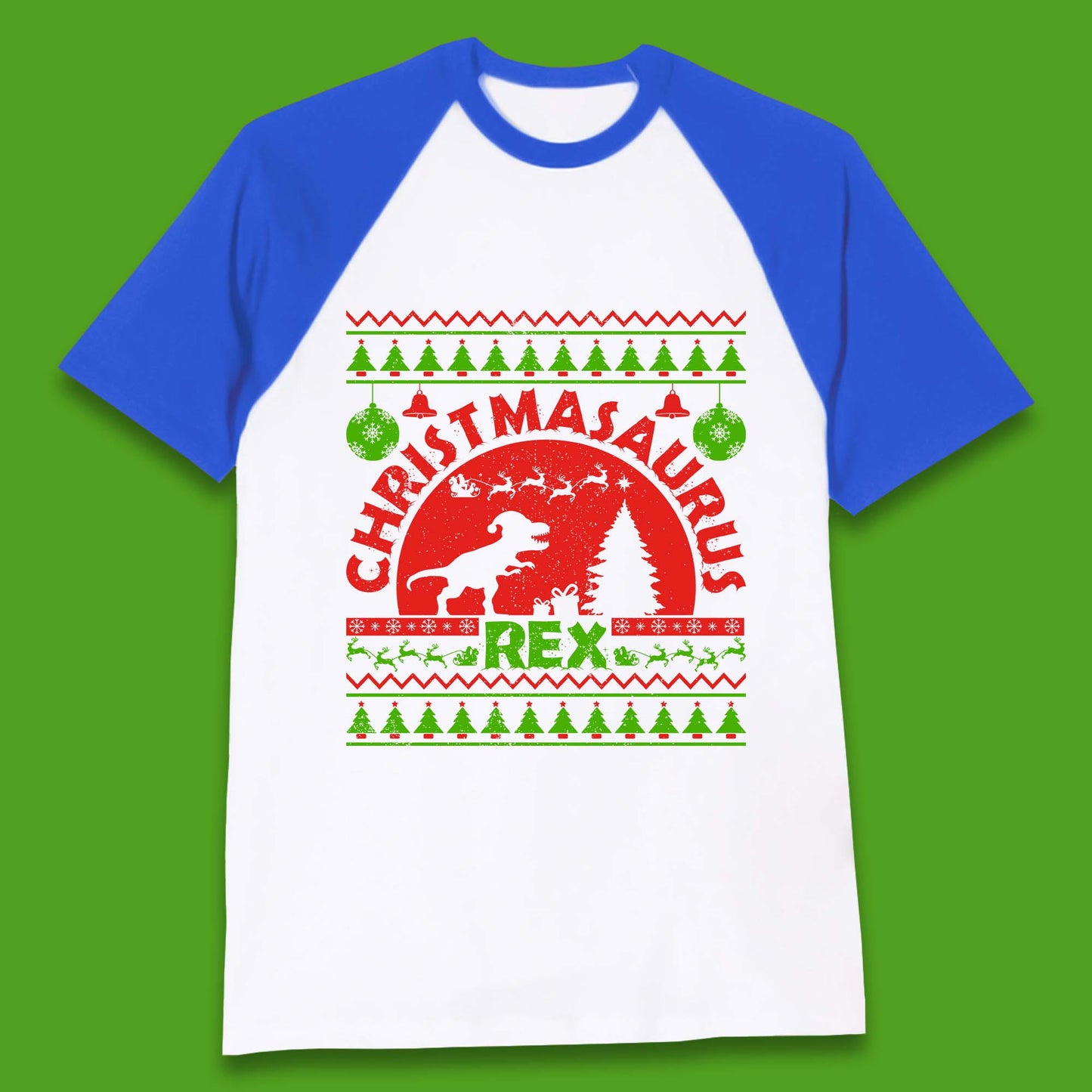 Christmasaurus Rex Baseball T-Shirt