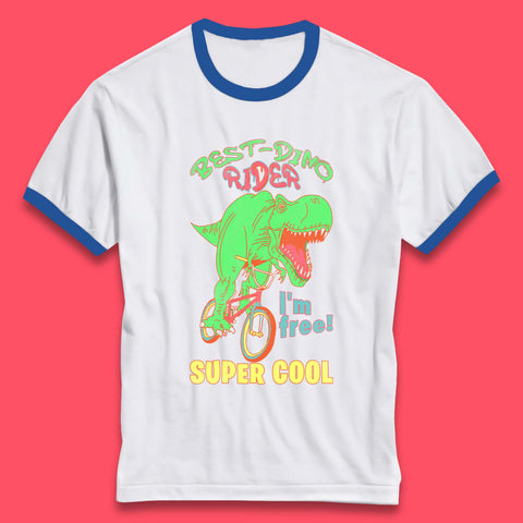 Dinosaur Riding Bicycle Ringer T-Shirt