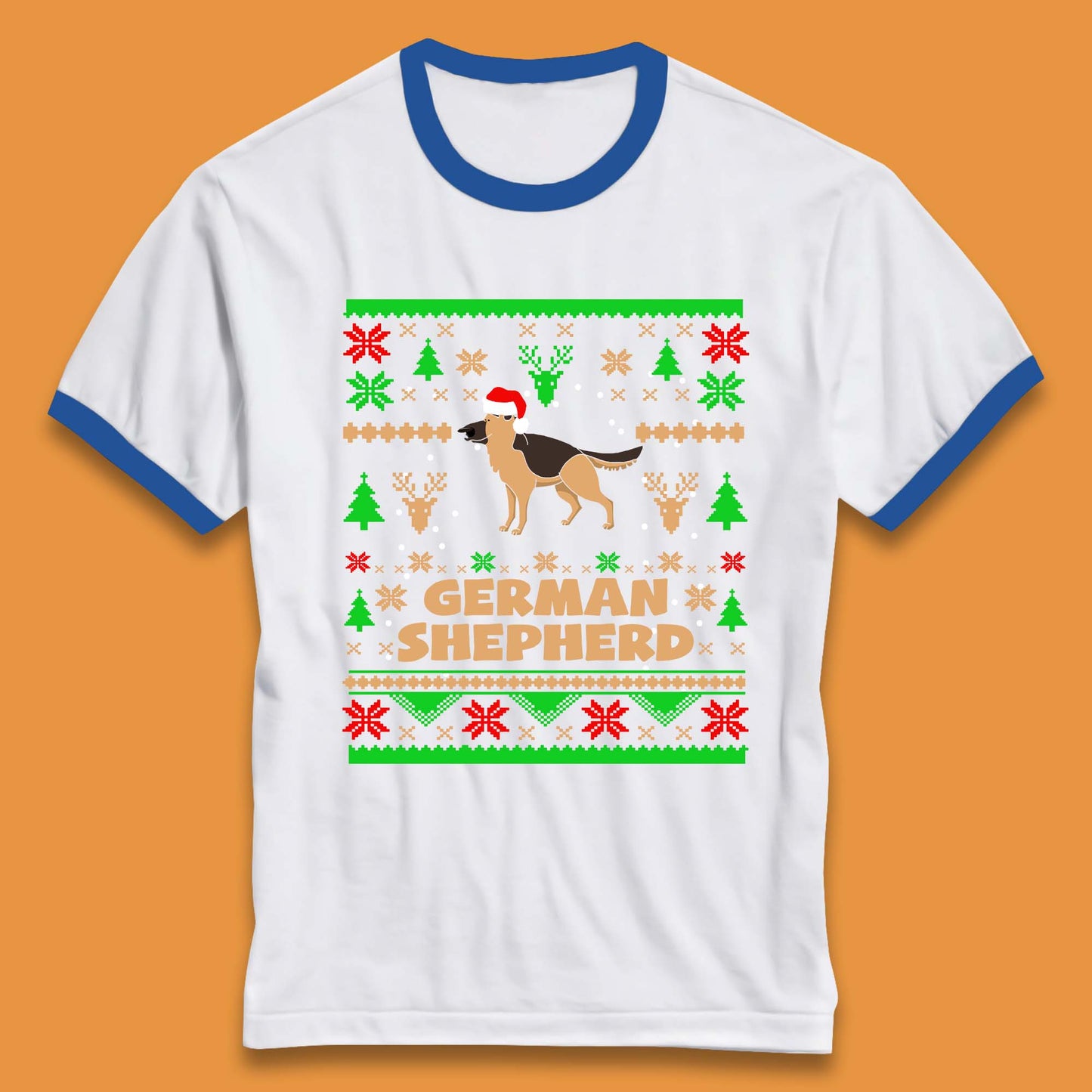 German Shepherd Dog Christmas Ringer T-Shirt