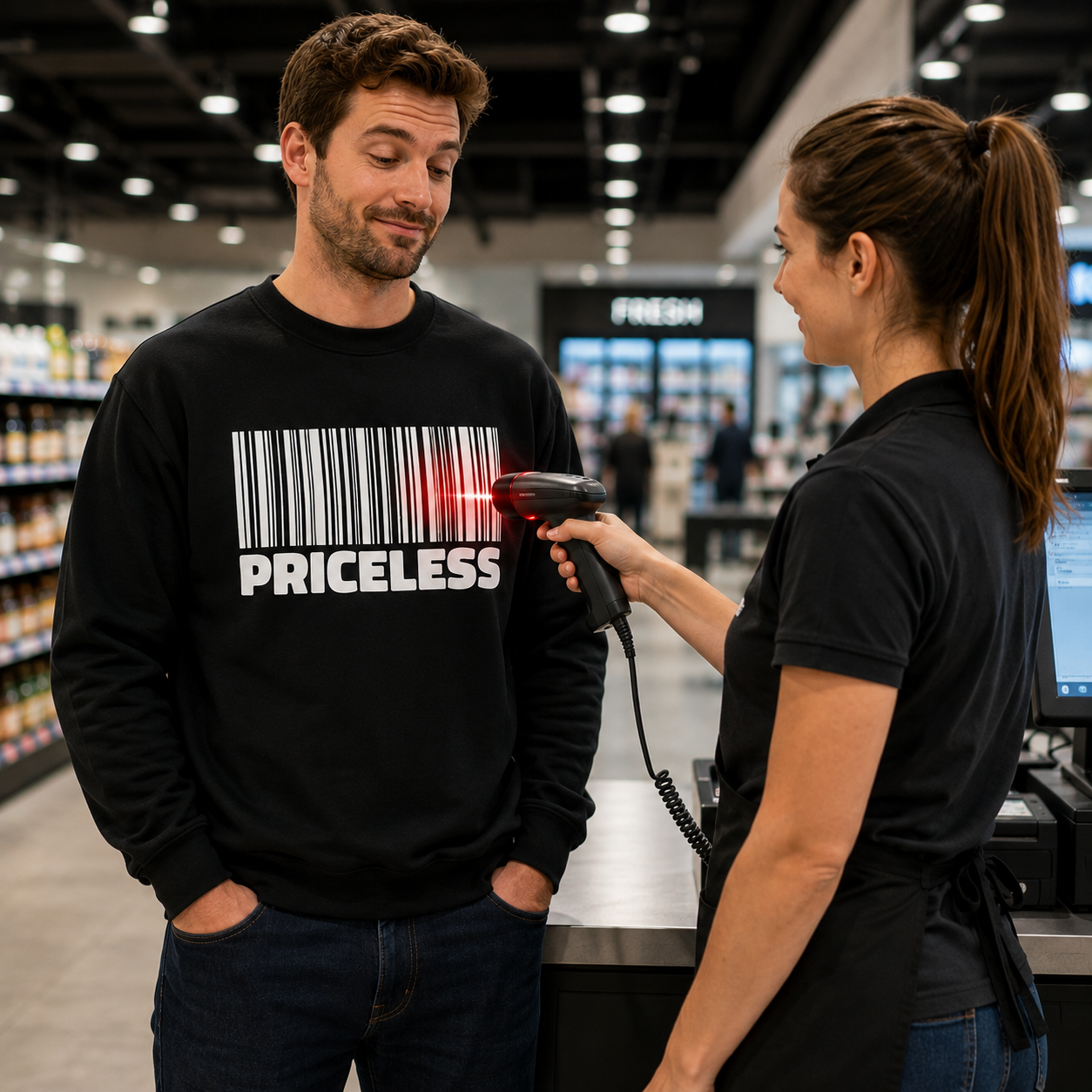 Scan for Priceless Barcode Sweatshirt
