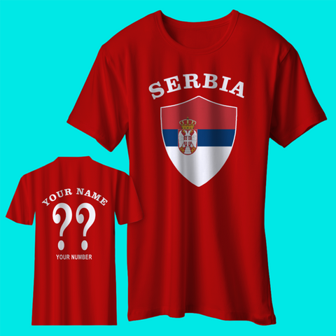Personalised Serbia Football Shirt with any Name & Number
