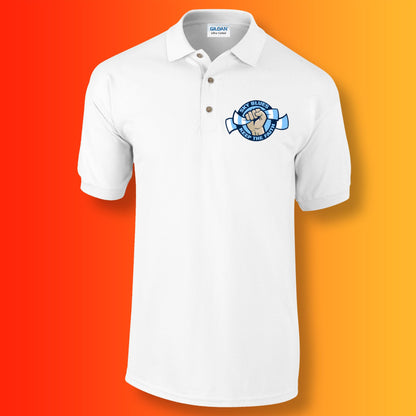 Sky Blues Polo Shirt with Keep The Faith Design White