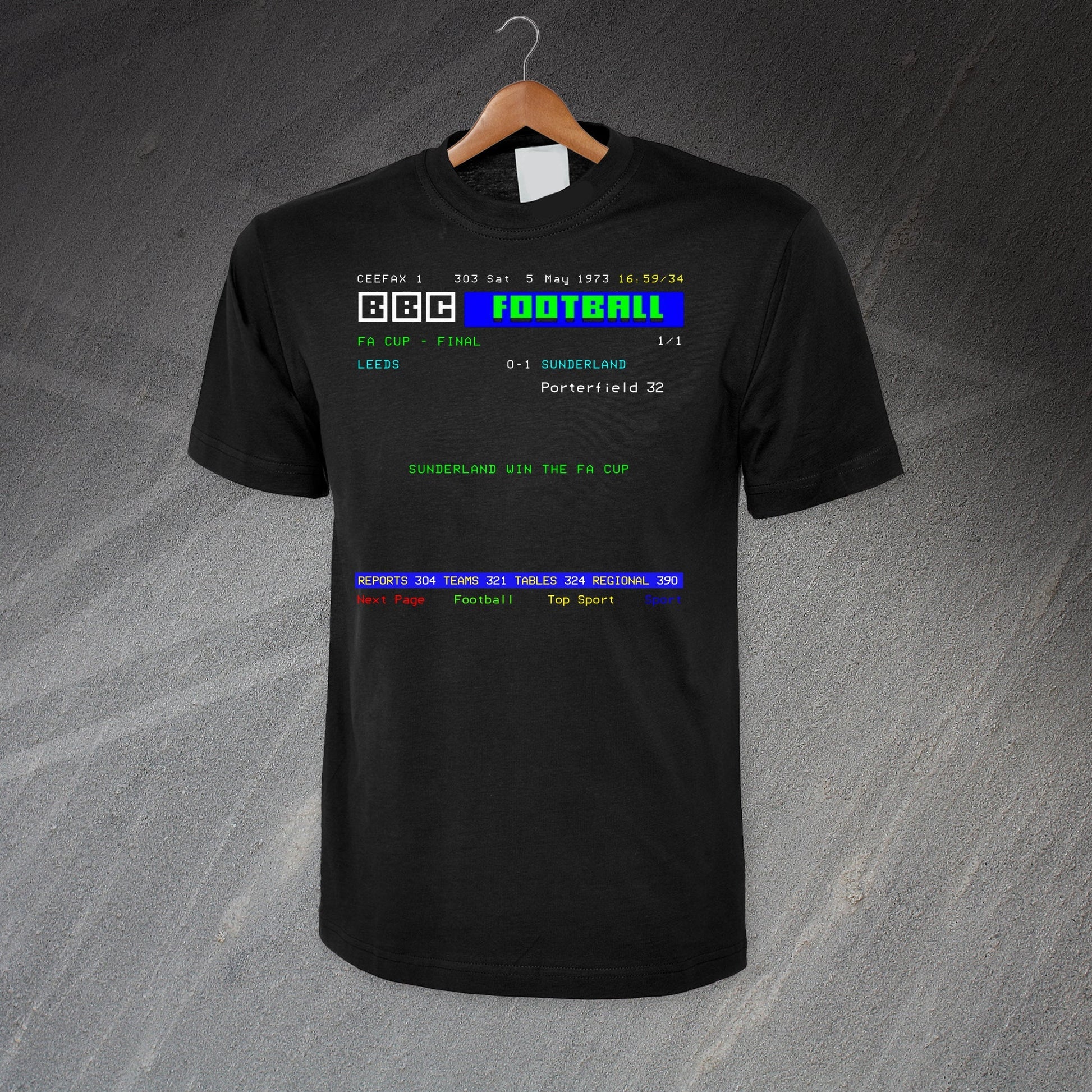 Retro Sunderland 1 Leeds 0 1973 Ceefax T-Shirt