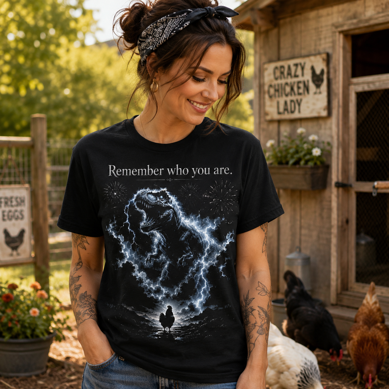 T-Rex Chicken Evolution Remember Who You Are T Shirt