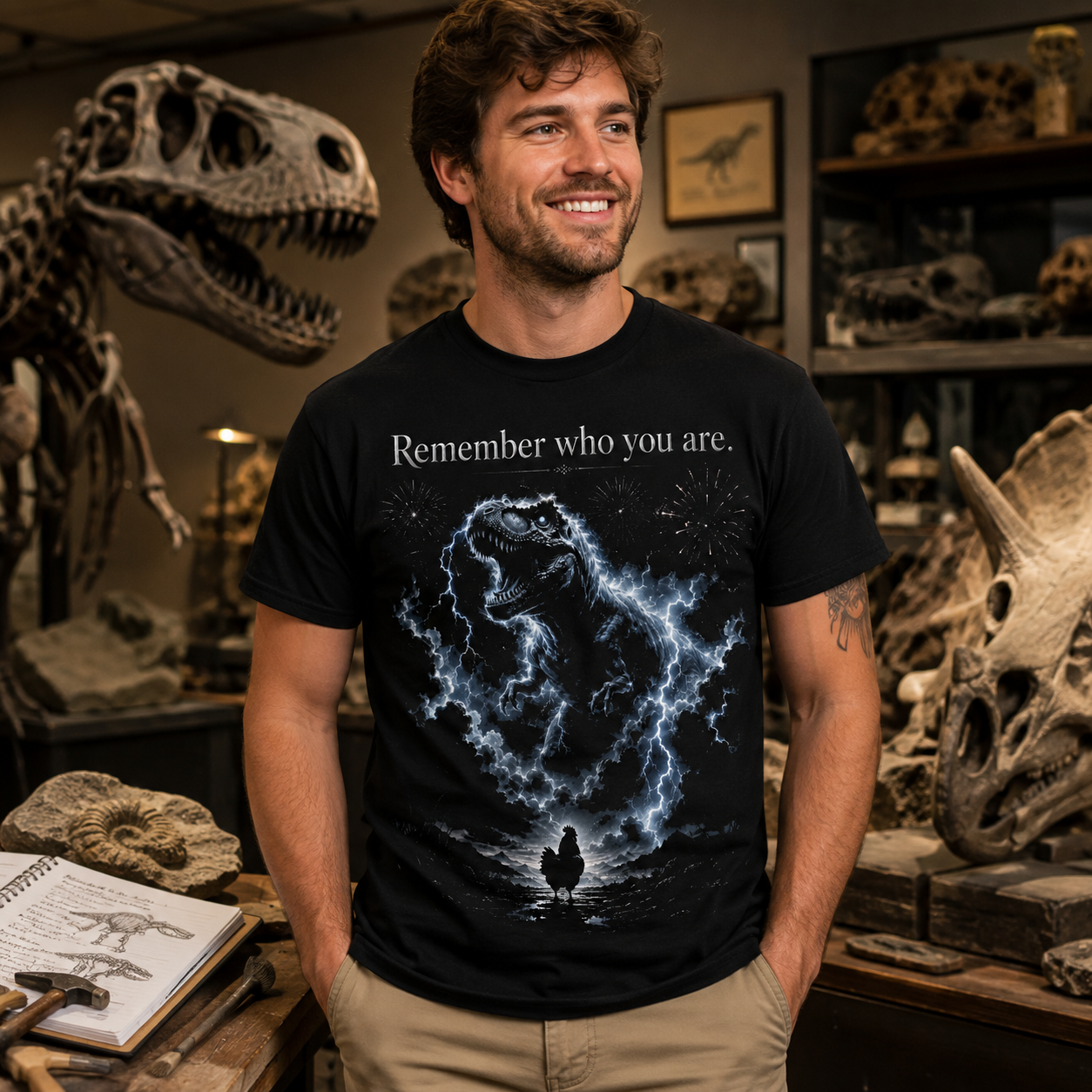 T-Rex Chicken Evolution Remember Who You Are T Shirt