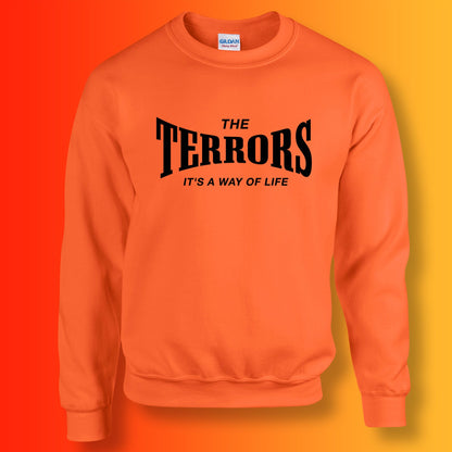 Terrors Sweater with It's a Way of Life Design Orange