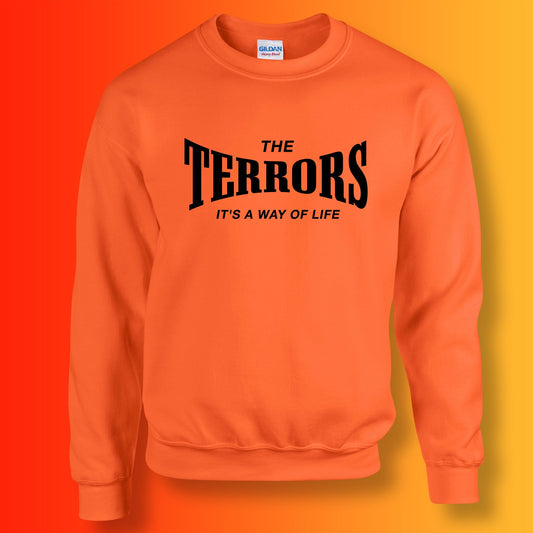 Terrors Sweater with It's a Way of Life Design Orange