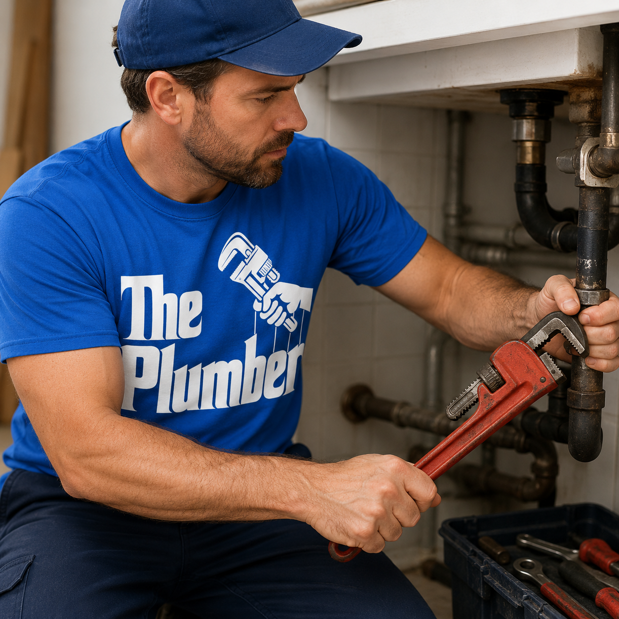 The Plumber Mens T Shirt Funny Godfather Style Plumbing Heating T Shirt