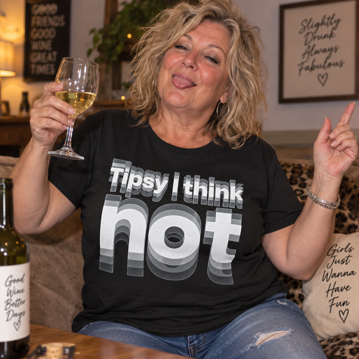 Tipsy I Think Not T-Shirt Viral TikTok Graphic Tee