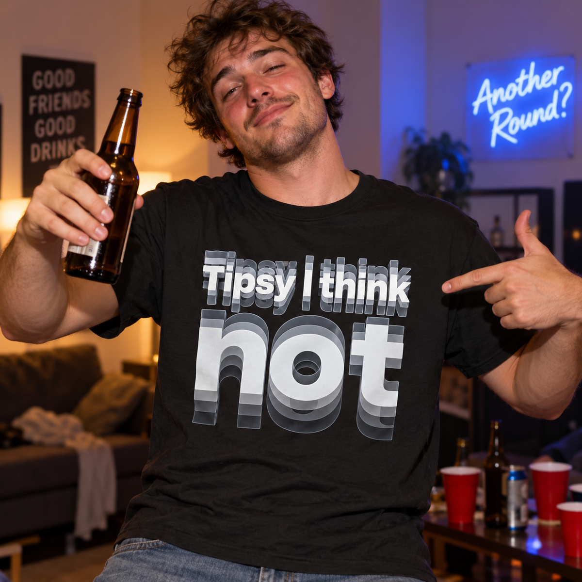 Tipsy I Think Not T-Shirt Viral TikTok Graphic Tee