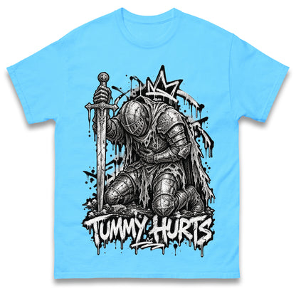 Tummy Hurts Knight Shirt Funny Dark Fantasy Graphic Tee Ironic Meme T Shirt