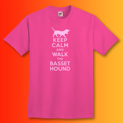 Keep Calm and Walk The Basset Hound T-Shirt Fuchsia