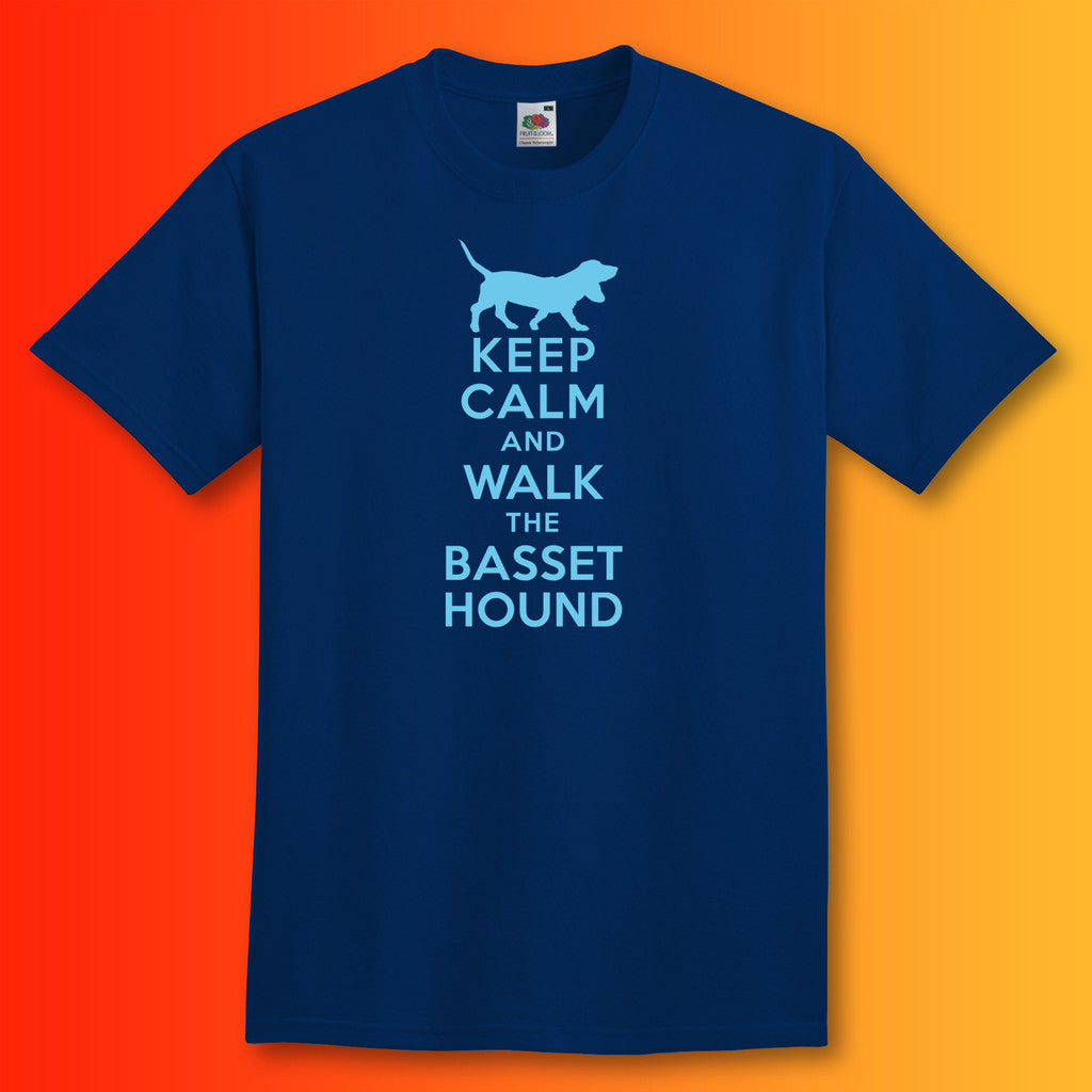 Keep Calm and Walk The Basset Hound T-Shirt Navy