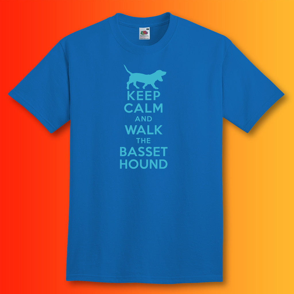 Keep Calm and Walk The Basset Hound T-Shirt Royal Blue