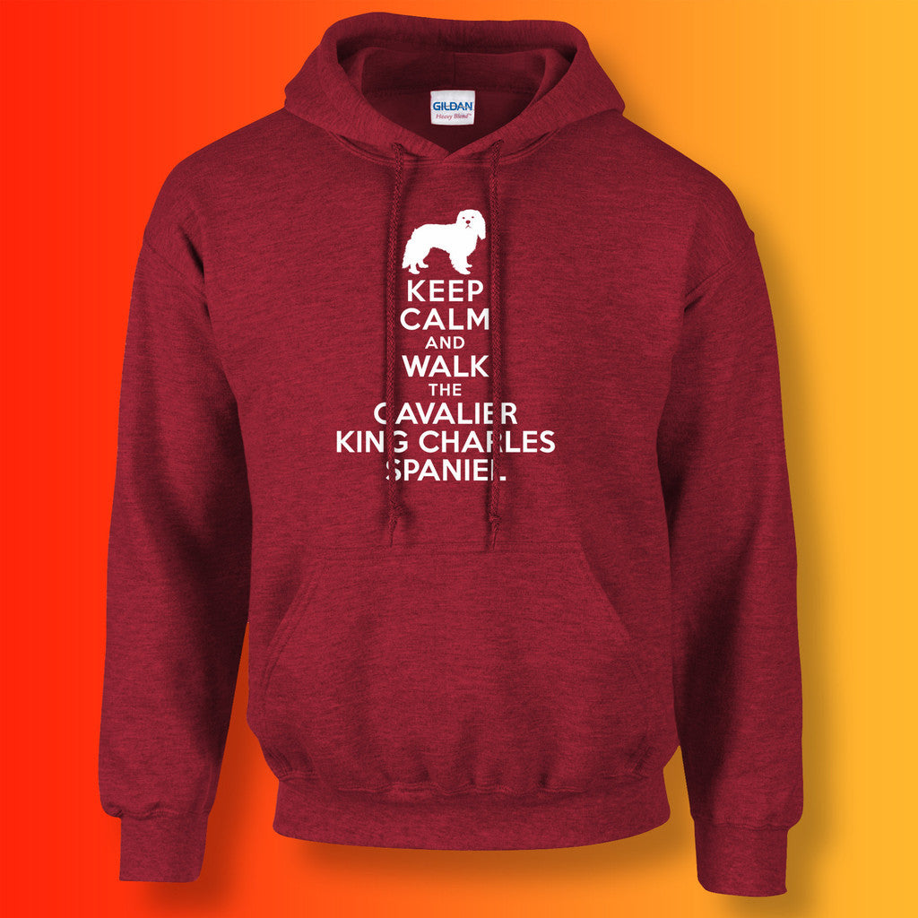Keep Calm and Walk The Cavalier King Charles Spaniel Hoodie Antique Cherry