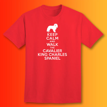 Keep Calm and Walk The Cavalier King Charles Spaniel T-Shirt Red