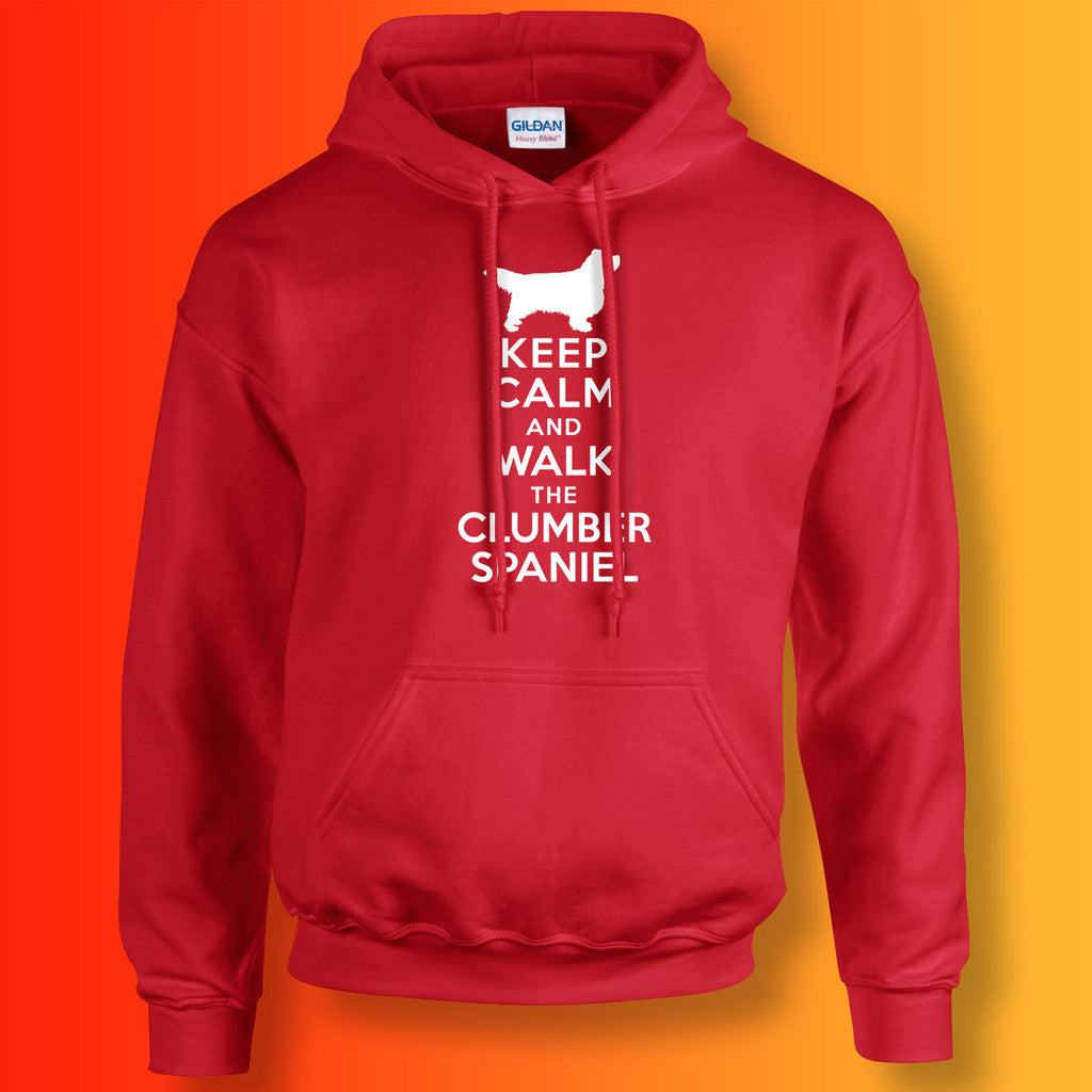 Keep Calm and Walk The Clumber Spaniel Hoodie Red